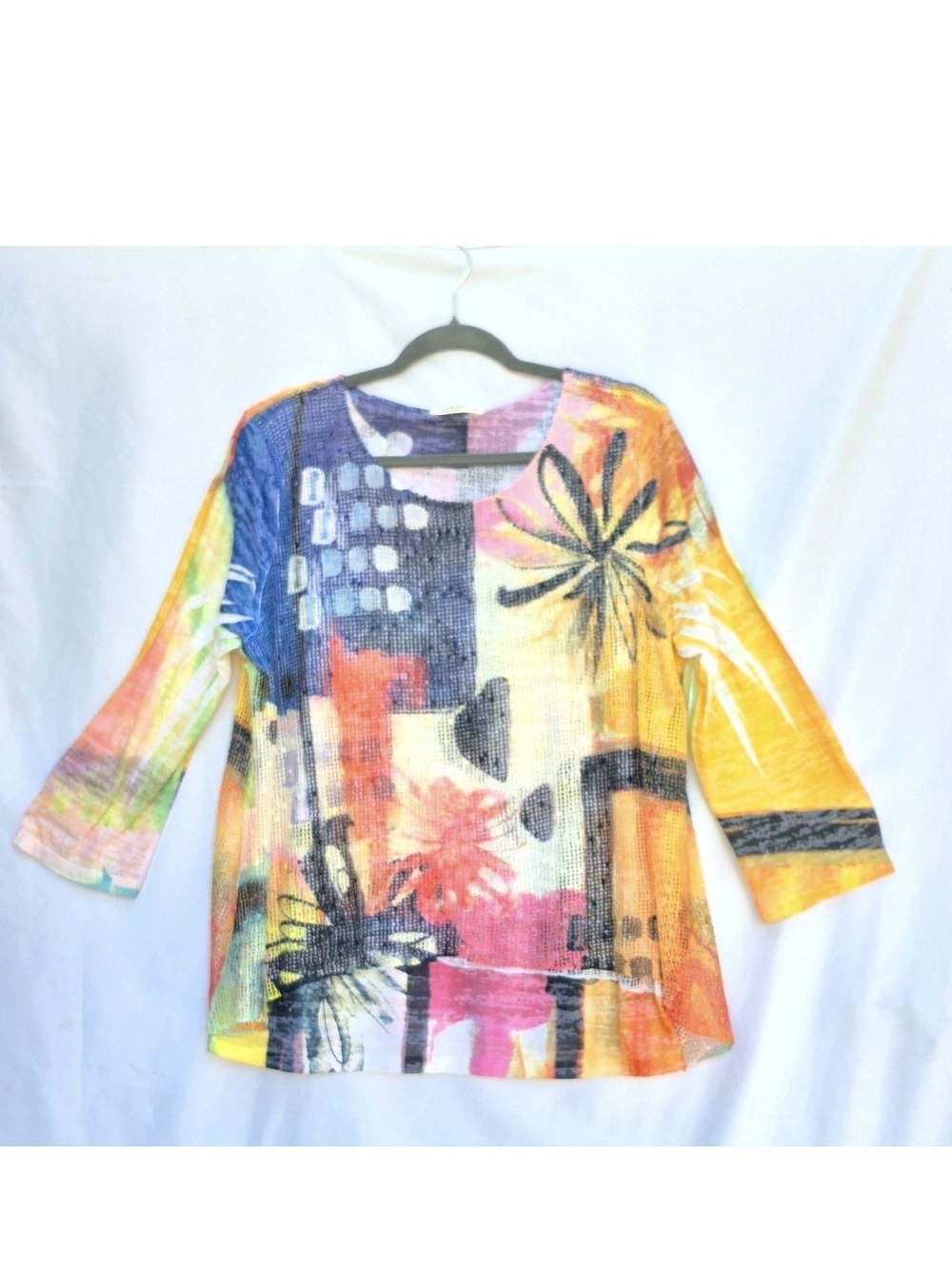 JESS & JANE COTTON Blend Mesh Lightweight Tunic Top Size XL MADE IN USA